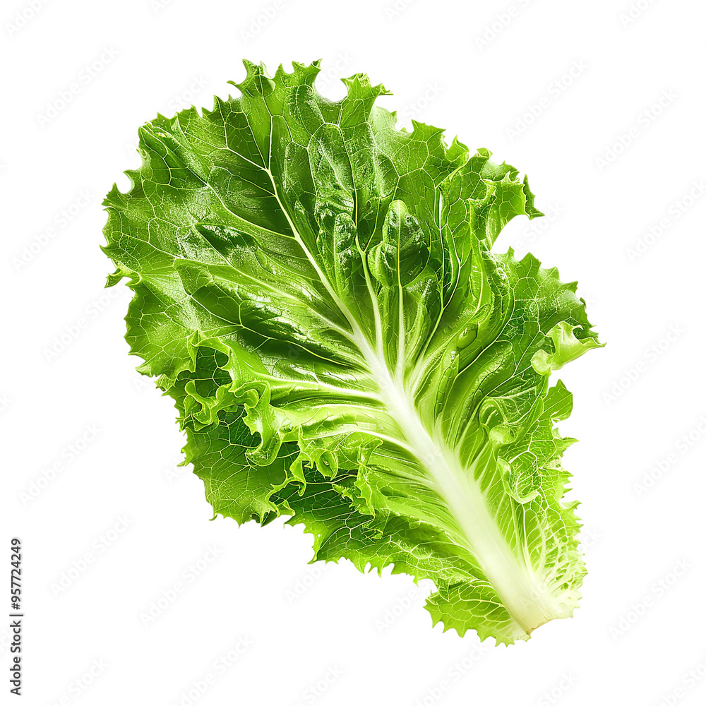 Wall mural fresh lettuce leave isolated on a transparent background. generative ai