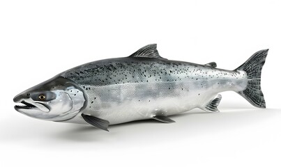 Naklejka premium Salmon fish isolated on white without shadow. 