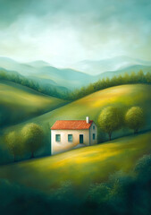  "Countryside House with Rolling Hills"