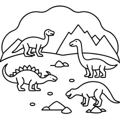 Fossils of dinosaurs in a prehistoric dig sit