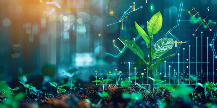 Abstract financial growth concept with retirement plan elements on a digital interface