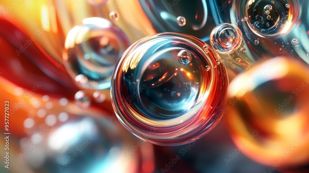 Poster dynamic abstract swirls with spheres - creative design concept with energetic swirling patterns and 