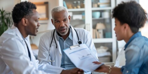 Fototapeta premium A healthcare professional discussing telemedicine benefits with a patient, promoting convenient healthcare options covered by insurance