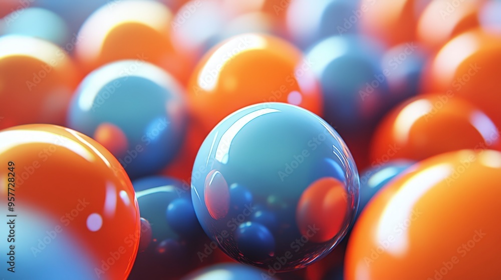 Poster dynamic 3d layered spheres with shadows and highlights for perspective depth