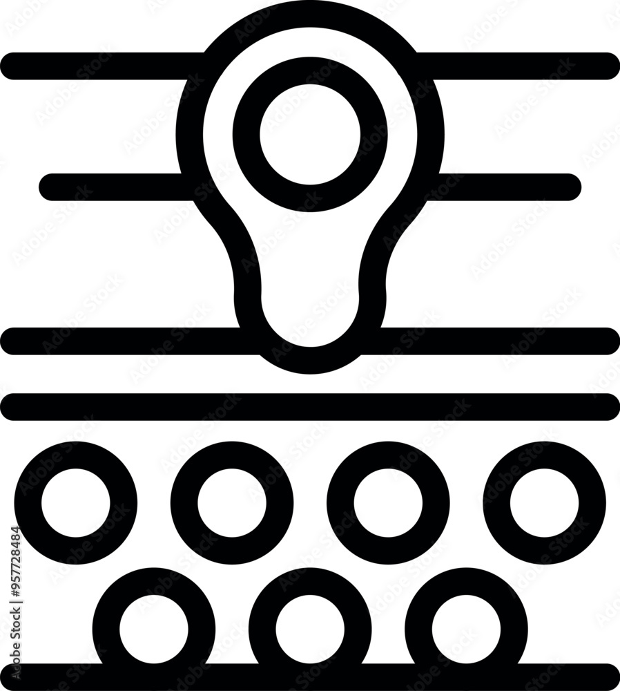 Poster black outline vector icon for position on map marked with pin