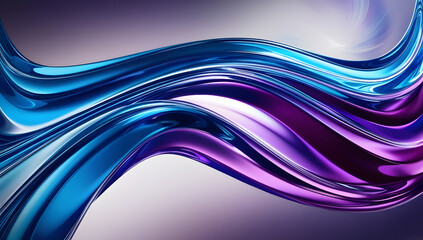 3d abstract blue purple neon energy flow glass shape background with waves wallpaper