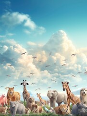 background about World Animal Day, 4k, photorealistic, copy-space with generative ai
