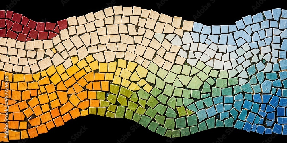 Poster colorful mosaic tile wave pattern texture background