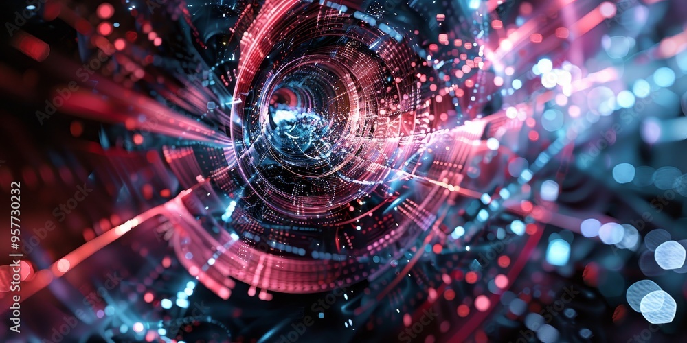 Poster Abstract digital artwork symbolizing the interconnectedness of web design and technology