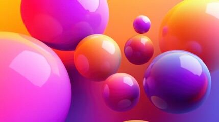 Spherical Harmony on Gradient Background - Abstract Geometric Design with Colorful Spheres on Blended Gradient Backdrop