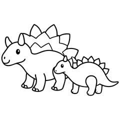 Stegosaurus and Triceratops playing together