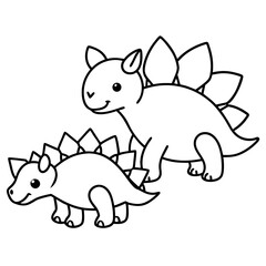 Stegosaurus and Triceratops playing together
