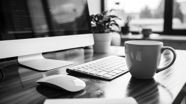 Computer: A desktop or laptop used for tasks like typing documents, managing emails, and browsing the web, typically with a monitor, keyboard, and mouse.
