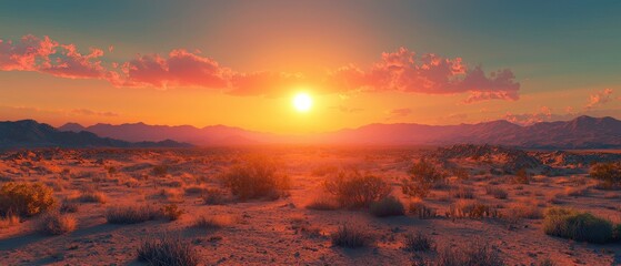 Majestic Desert Sunset - Vibrant Landscape Panorama