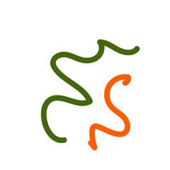 Obraz premium Green orange squiggly lines vectors 