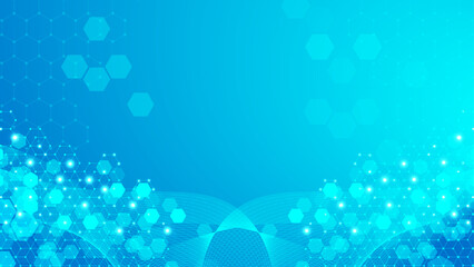Abstract Blue Technology Background With Hexagon Medical Pattern. Vector Abstract, science, futuristic, energy technology concept