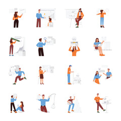 Fototapeta premium Pack of 16 Product Management Flat Illustrations