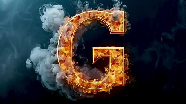 the letter G  on  fire