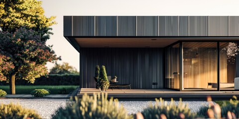 Extension of a detached house Cladding on the facade and zinc roofing