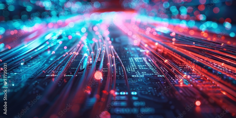 Poster high-speed internet concept with fiber optics and data transmission, symbolizing fast connectivity a