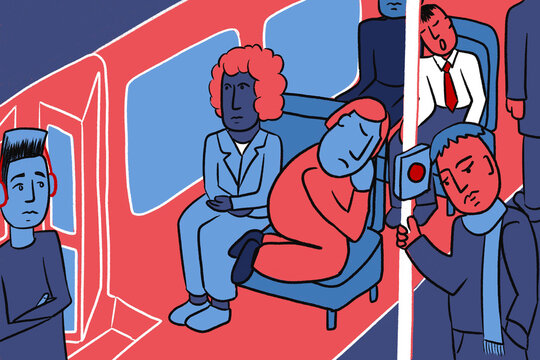 Commuters travel by bus