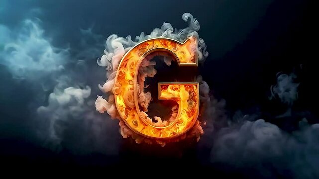 the letter G  on  fire
