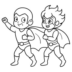 Superhero kids teaming up to save the day