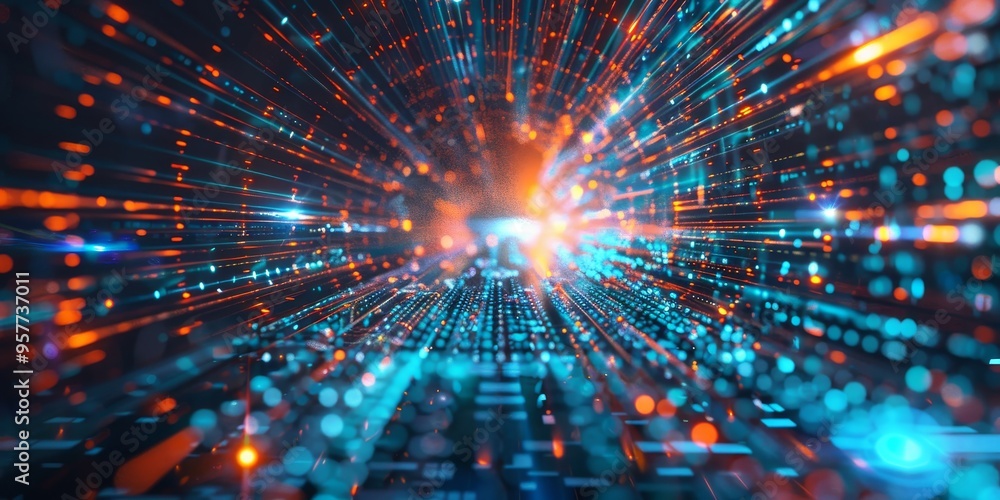 Poster high-speed internet concept with fiber optics and data transmission, symbolizing fast connectivity a