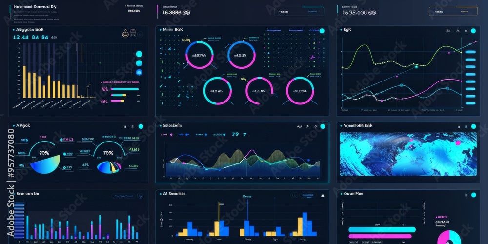 Leinwandbilder abstract visualization of data analytics and user engagement metrics on a web dashboard