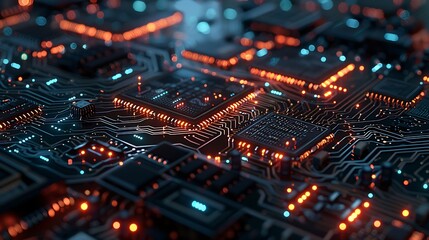 Obraz premium Modern circuit processor board technology machine.