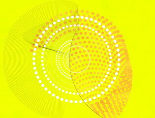 Abstract spots, techno lines and orange spotty background