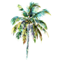 Explore the Beauty of Nature: A Vibrant Tropical Palm Tree Standing Tall Against a Serene Black Background, Inviting You to Tropical Paradise Adventures.