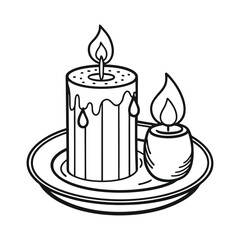 Lit Candle line art Vector Illustration