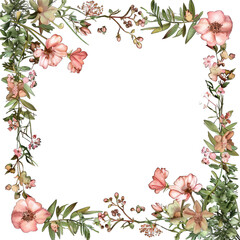 Fototapeta premium pink rose frame on transparent background png