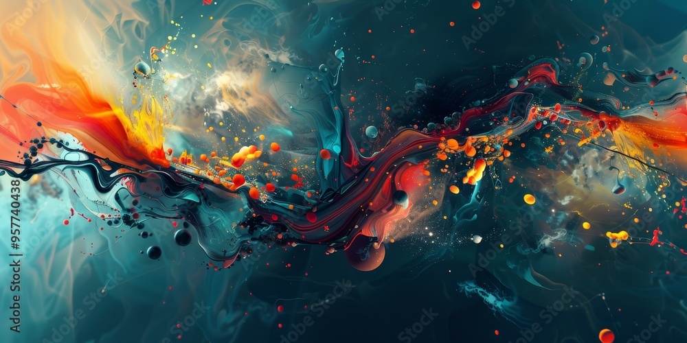 Poster Abstract digital artwork representing the evolution and innovation in web design trends