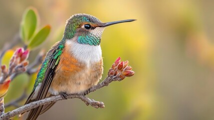 Naklejka premium Hummingbird Perched on a Branch