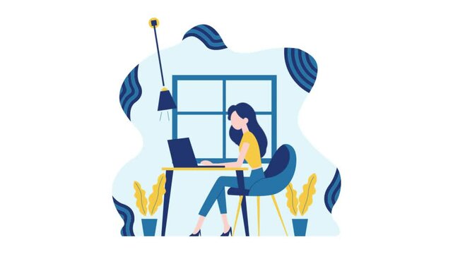 Footage of Businesswoman Woman Working with Laptop at Office