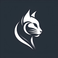Obraz premium Create a simple, elegant silhouette of a cat's head. The silhouette should feature smooth, flowing lines to capture the distinct shape of a cat’s ears, eyes, and whiskers, without any internal details