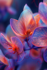 Botanical illustration, abstract, colorful, dynamic style.