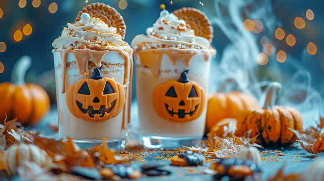 Halloween drinks with whipped cream
