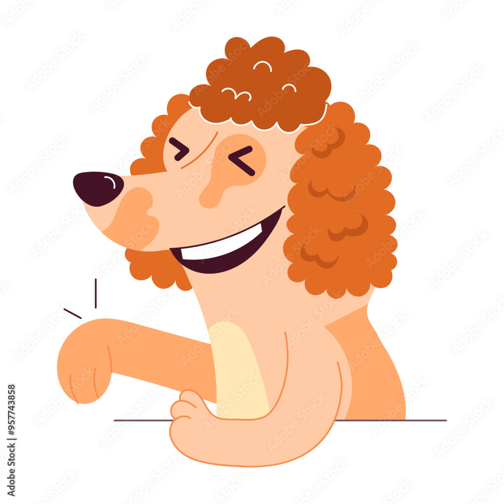 Sticker dog laughing hard flat style sticker