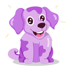 Cartoon style mascot of happy puppy with big smile 