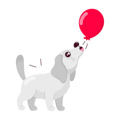 Puppy balloon sticker designed in flat style  

