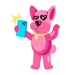 Comic style mascot of dog selfie 

