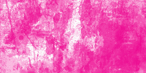 Abstract magenta painted rustic scratched grungy watercolor texture of a concrete wall with cracks and scratches, grunge paint pure magenta watercolor background on white abstract paper texture.