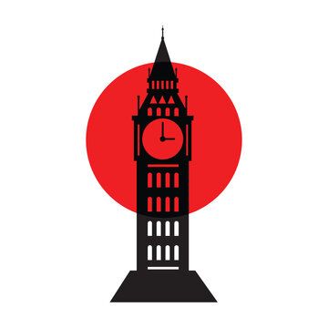 London logo design with clock tower , london Big Ben icon