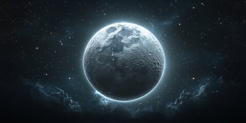 Fototapeta premium A Glowing Full Moon in a Starry Night Sky