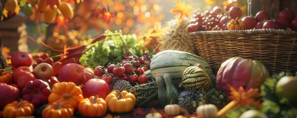 Harvest festival with bountiful produce, 4K hyperrealistic photo