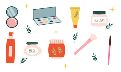 MobileBeauty cosmetics doodle. Skin care natural organic products