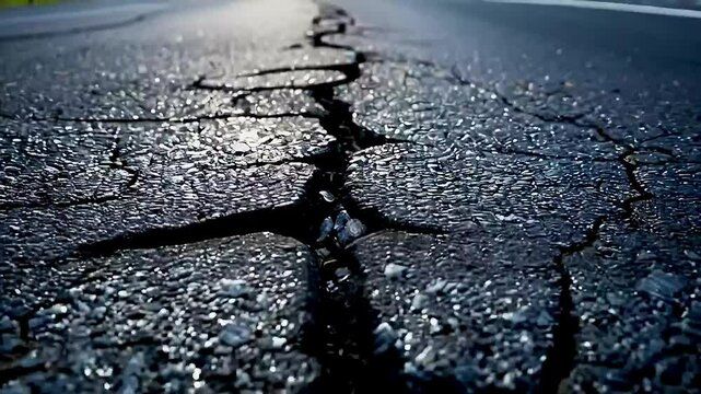 a road with a crack in it
